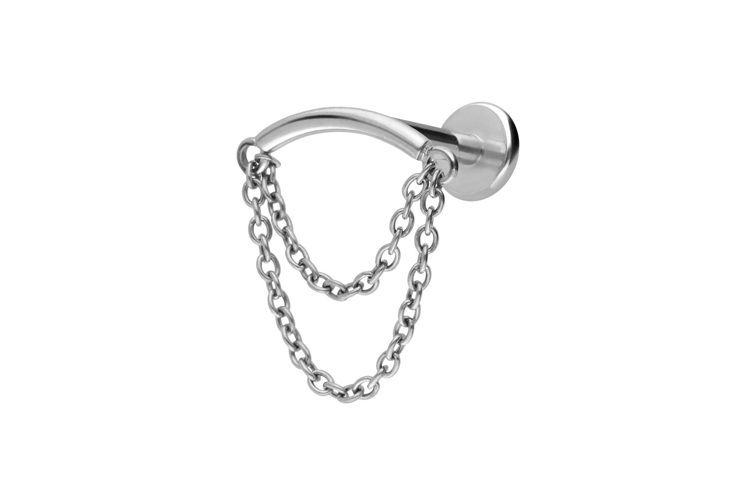 Titan Labret Piercing mit Innengewinde BOGEN + 2 KETTEN
